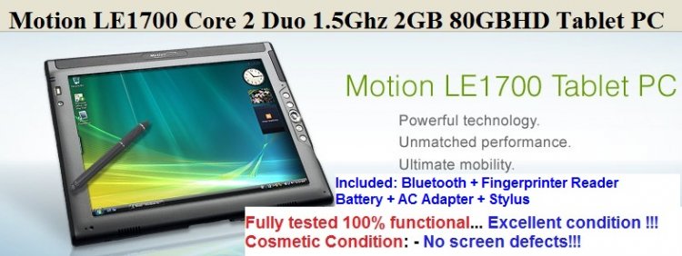 Motion Computing LE1700 Core2Duo 1.5GHz Tablet PC - Click Image to Close